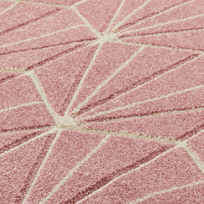 Portland 750 P Geometric Carved Rugs in Pink Cream