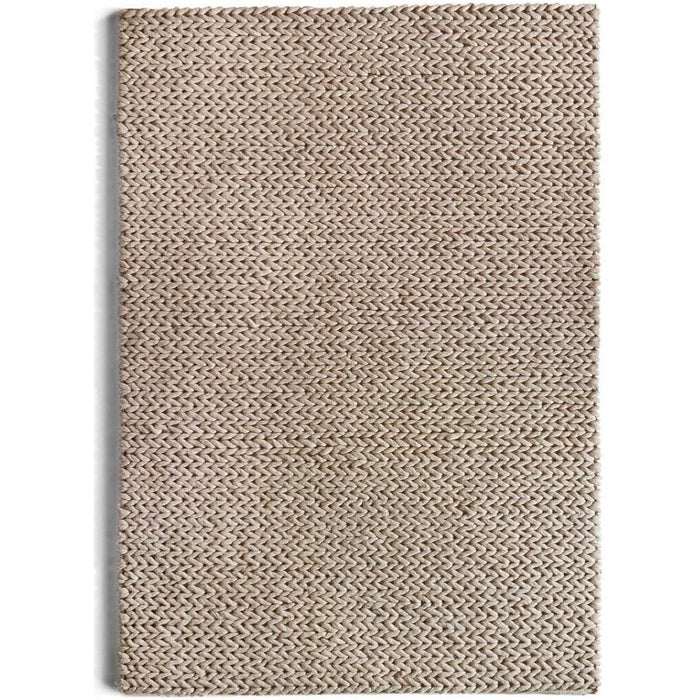 Fusion Plain Modern Wool Chunky Knit Rugs in Oyster