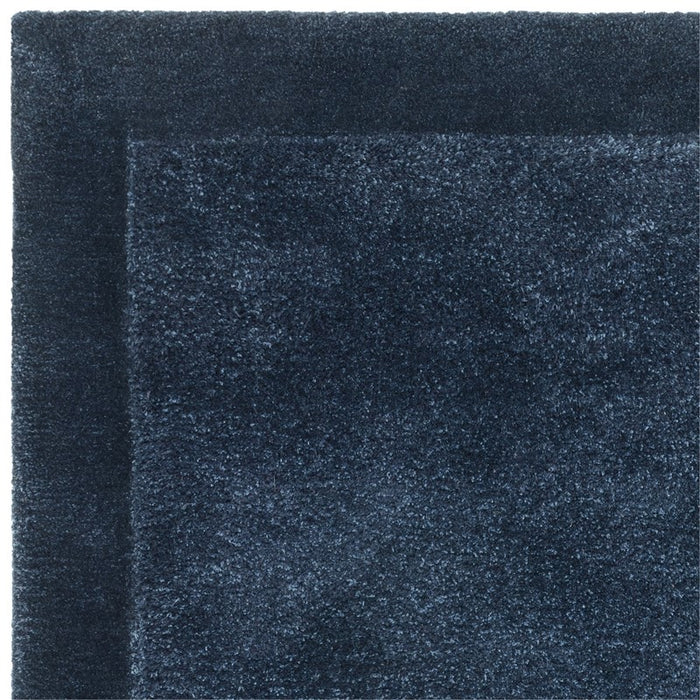 Rise Modern Plain Hand Carved Wool Rugs in Navy Blue