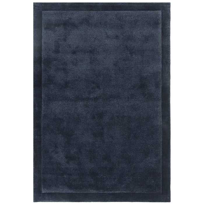 Rise Modern Plain Hand Carved Wool Rugs in Navy Blue