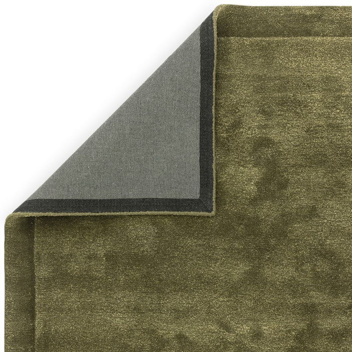 Rise Modern Plain Hand Carved Wool Rugs in Olive Green