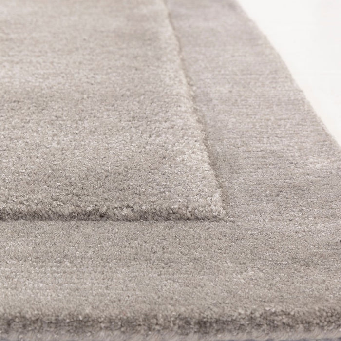 Rise Modern Plain Hand Carved Wool Rugs in Silver Grey