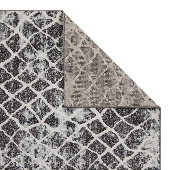 Sanford 5563H Contemporary Geometric Diamond Rug In Grey Ivory