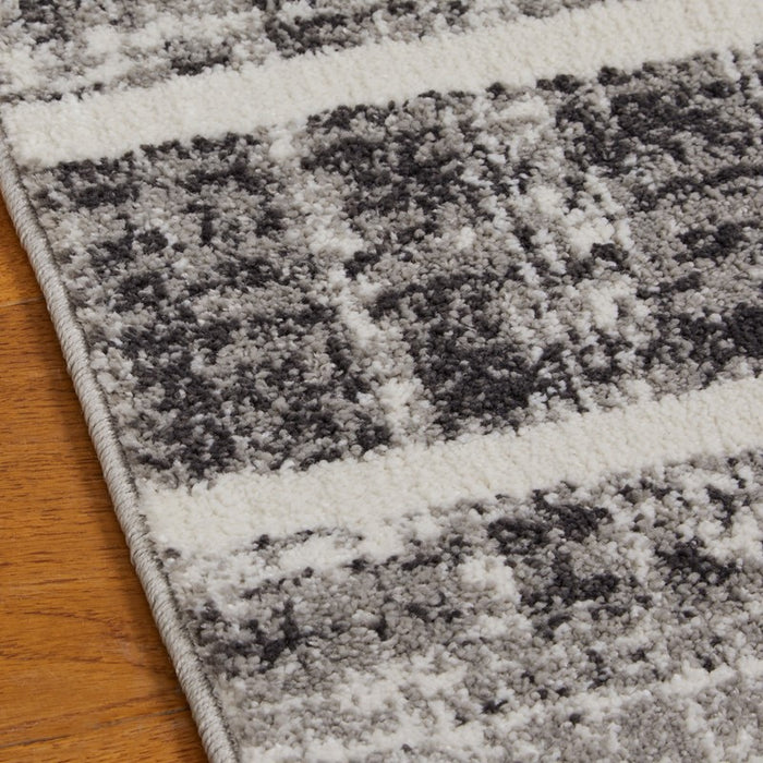 Sanford 8116E Striped Abstract Rug In Grey Ivory