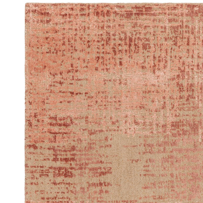Torino Abstract Distressed Textured Wool Rugs in Terracotta Orange