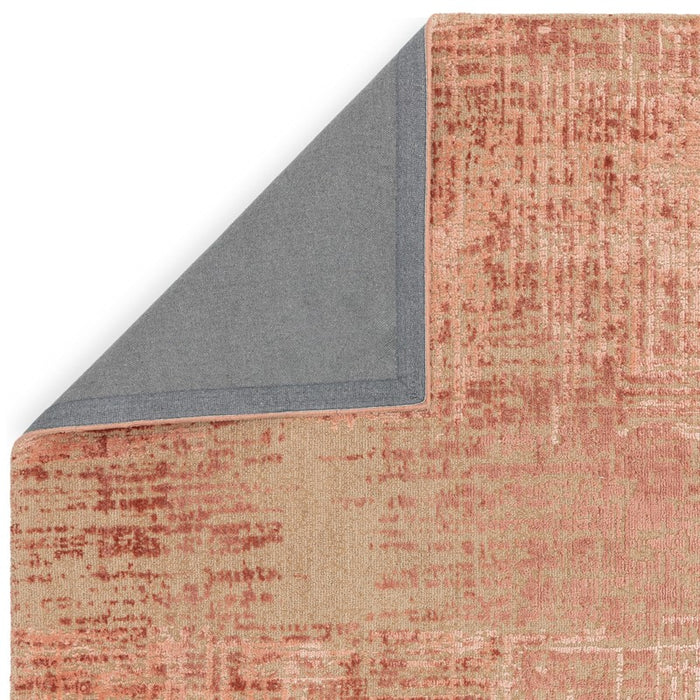 Torino Abstract Distressed Textured Wool Rugs in Terracotta Orange