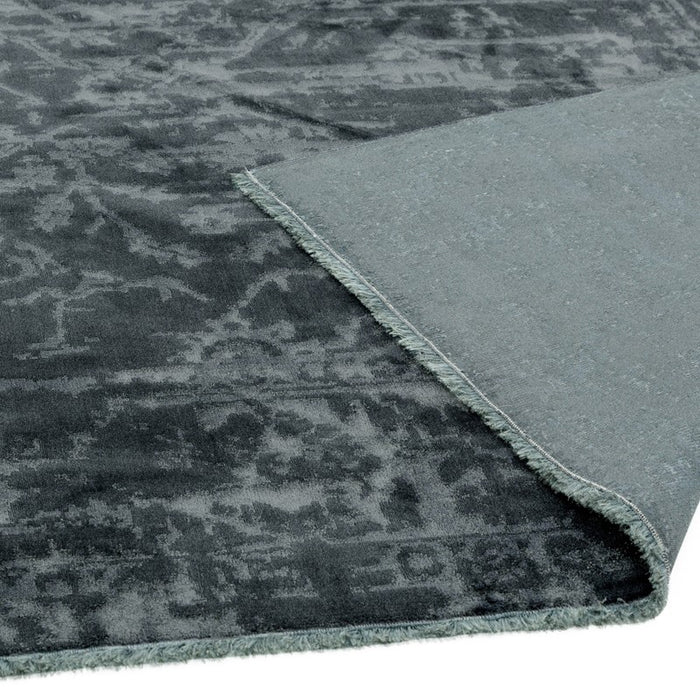 Zehraya Abstract Persian Distressed Rugs in ZE07 Charcoal Grey