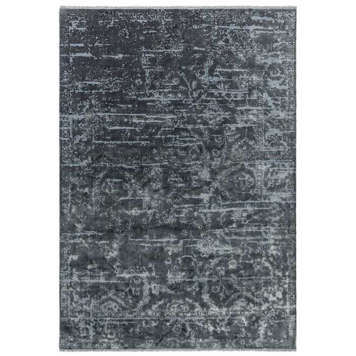 Zehraya Abstract Persian Distressed Rugs in ZE07 Charcoal Grey