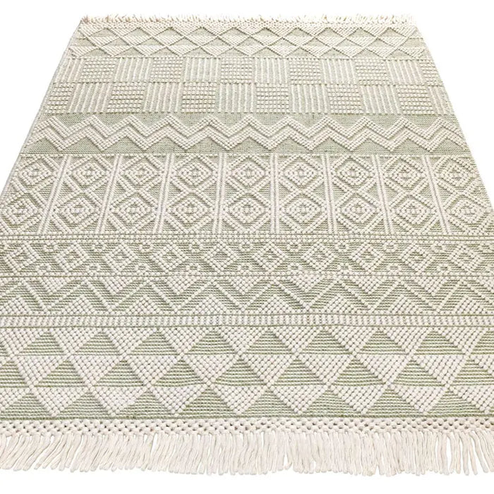 Anya Anya01 Ivory Mint Flatweave Geo Rugs