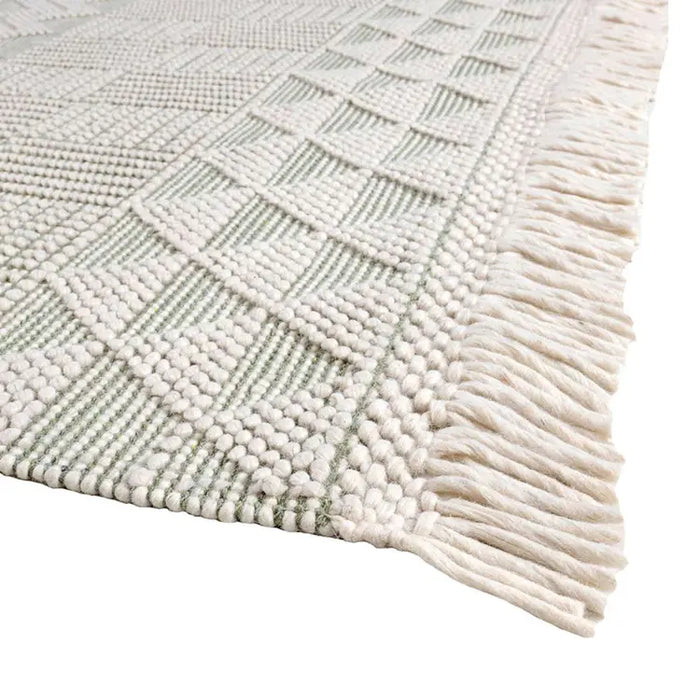 Anya Anya01 Ivory Mint Flatweave Geo Rugs