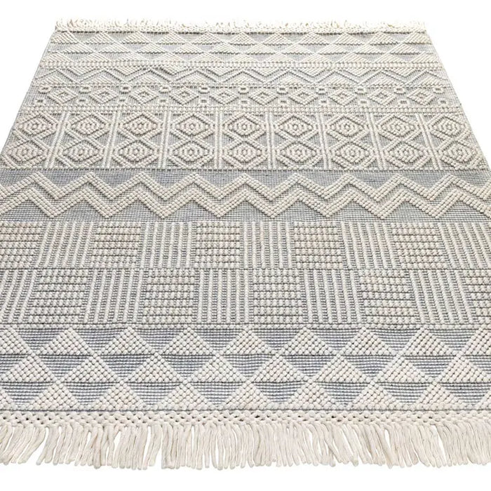 Anya Anya01 Ivory Slate Flatweave Geo Rugs