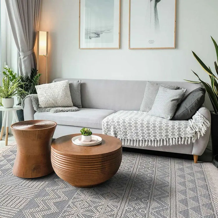 Anya Anya01 Ivory Slate Flatweave Geo Rugs