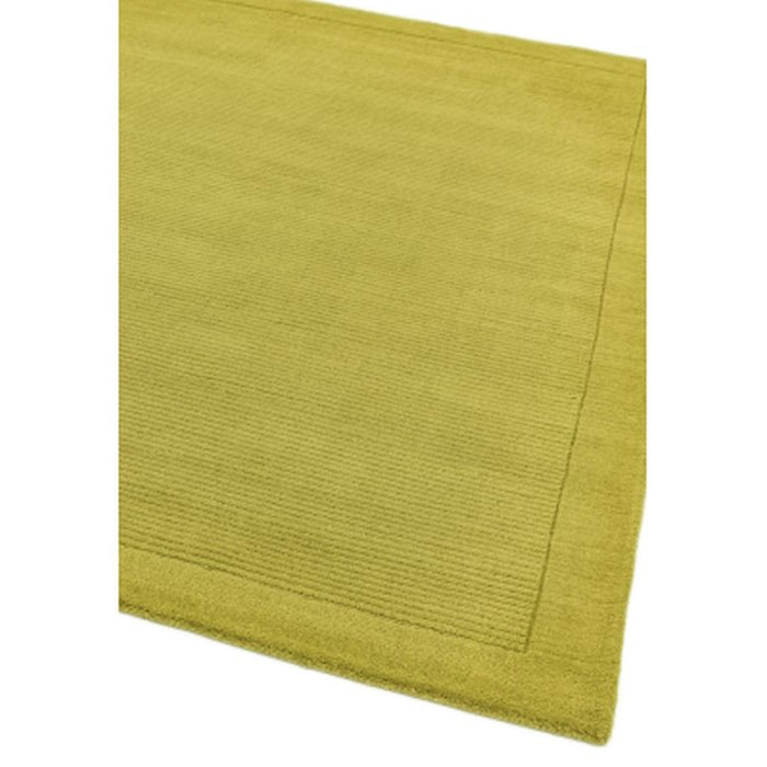 York Plain Wool Ribbed Border Rugs in Green