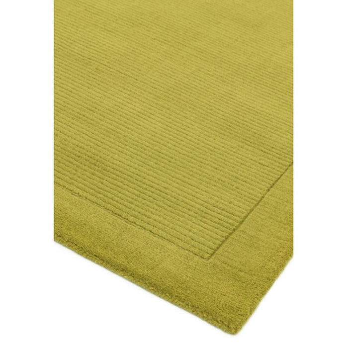 York Plain Wool Ribbed Border Rugs in Green