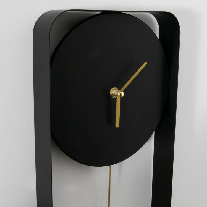 Black Metal Wall Clock with Golden Details