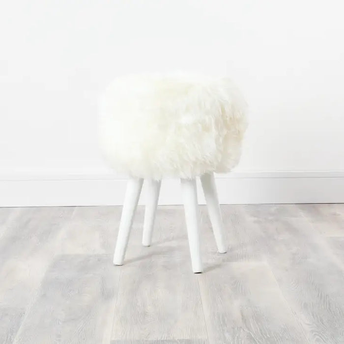 White best sale sheepskin stool